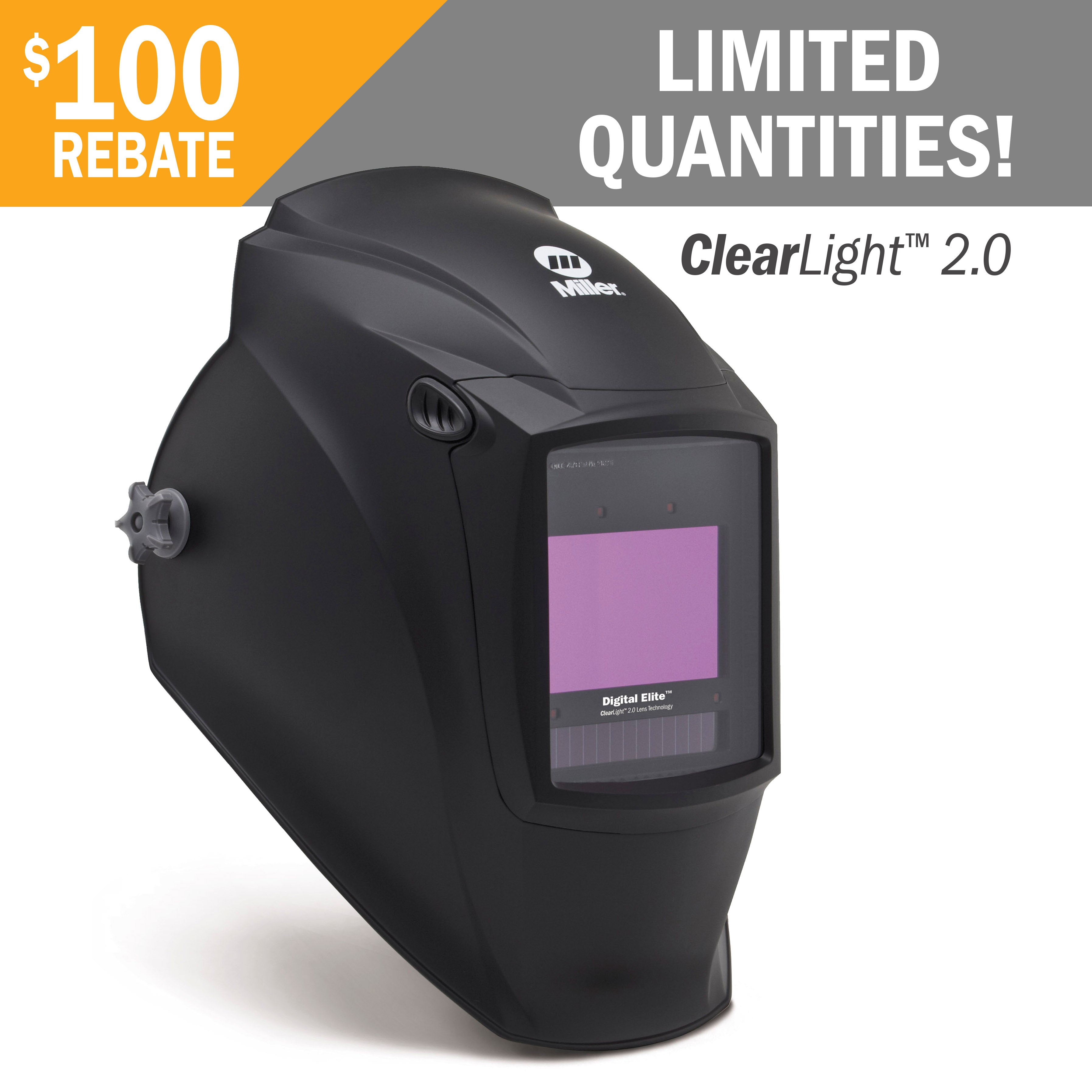 Miller Black Digital Elite Auto Darkening Welding Helmet with ClearLight 2.0 Lens (289755)