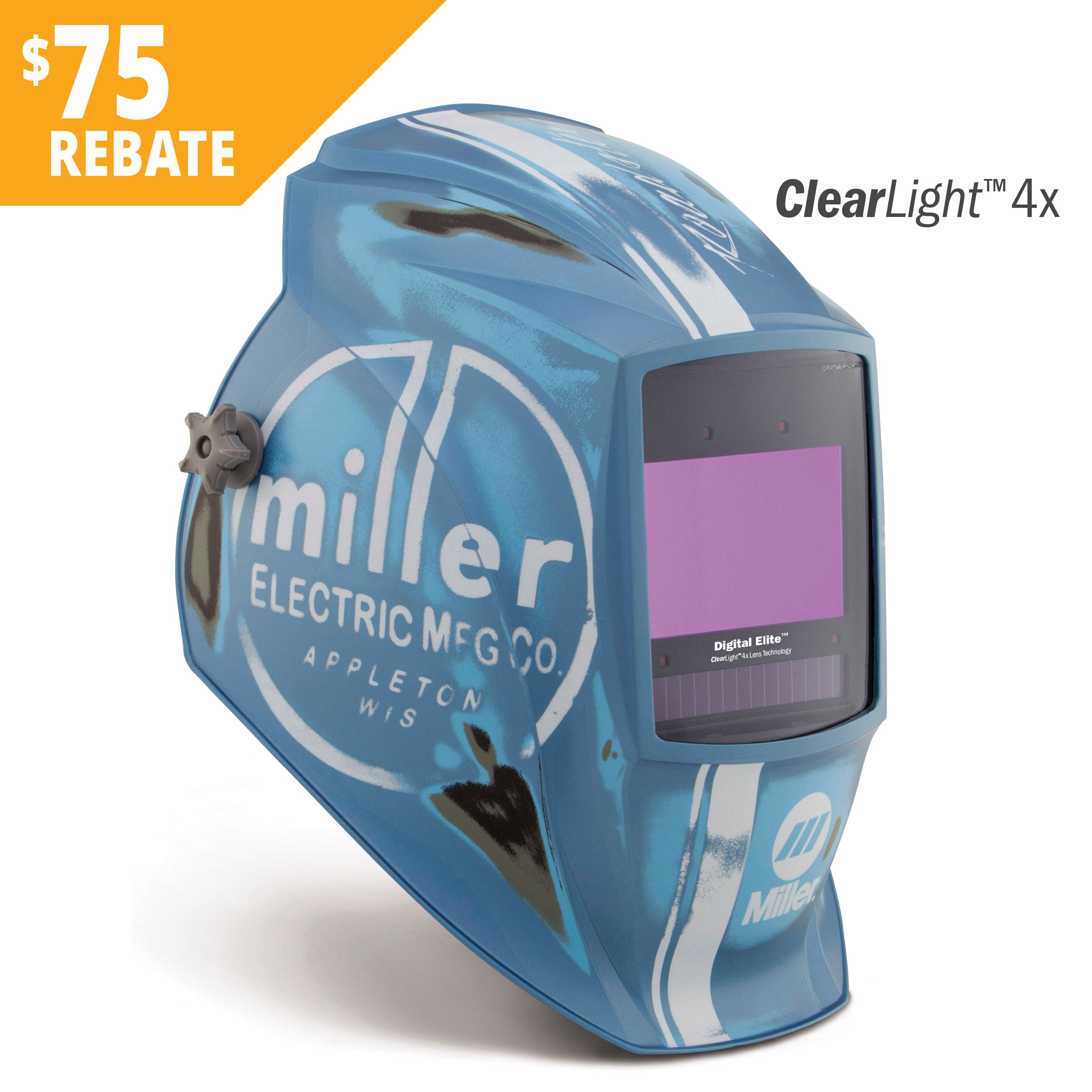 miller digital elite vintage roadster welding helmet w/clearlight 4x lens