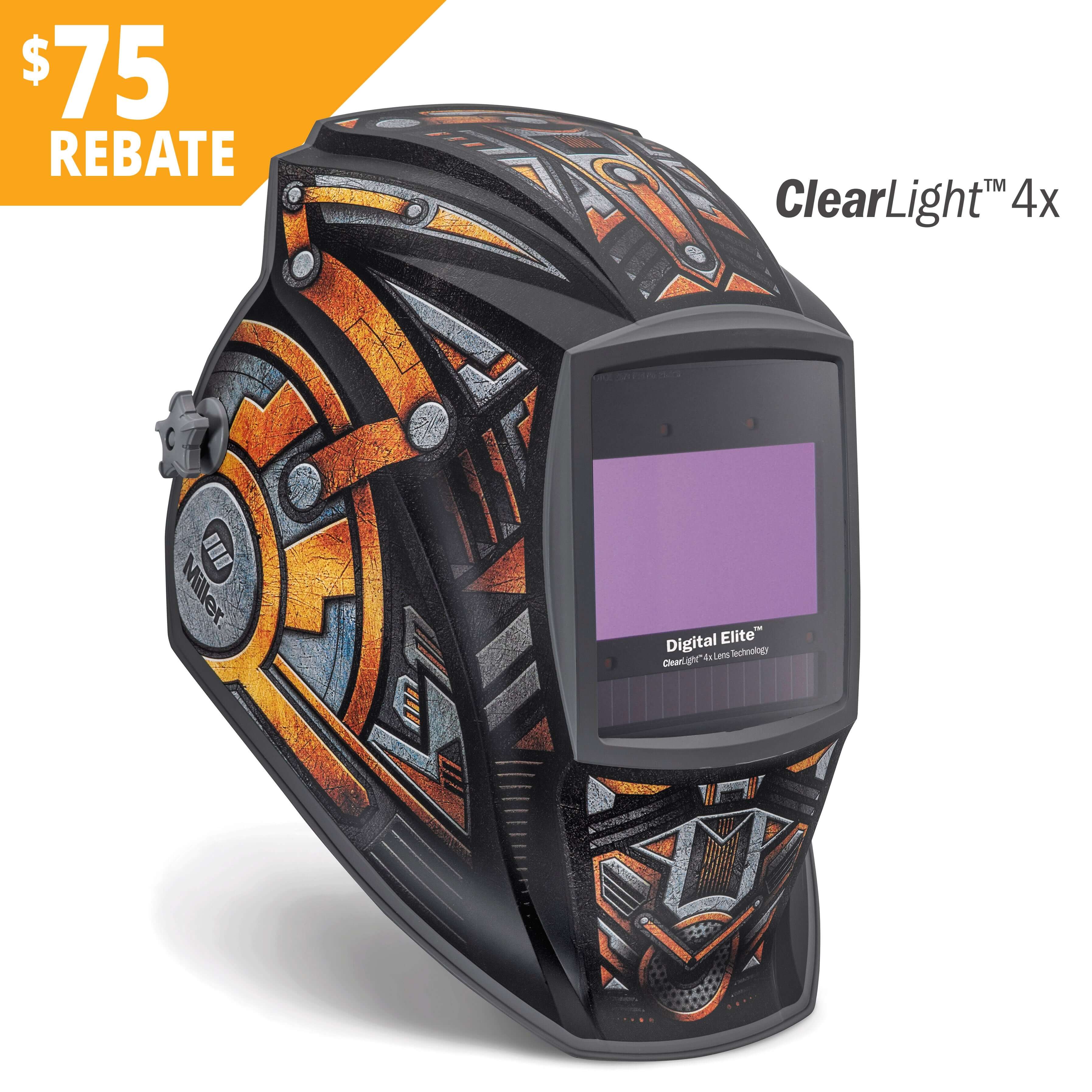 miller digital elite gear box welding helmet w/clearlight 4x lens