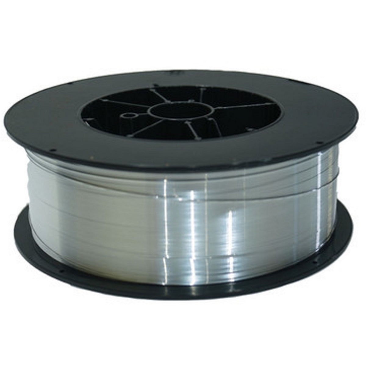 Hobart ER 4043 Aluminum MIG Wire, 3/64 .047, 16 lb black plastic spool. Image of wire wound on a black spool.