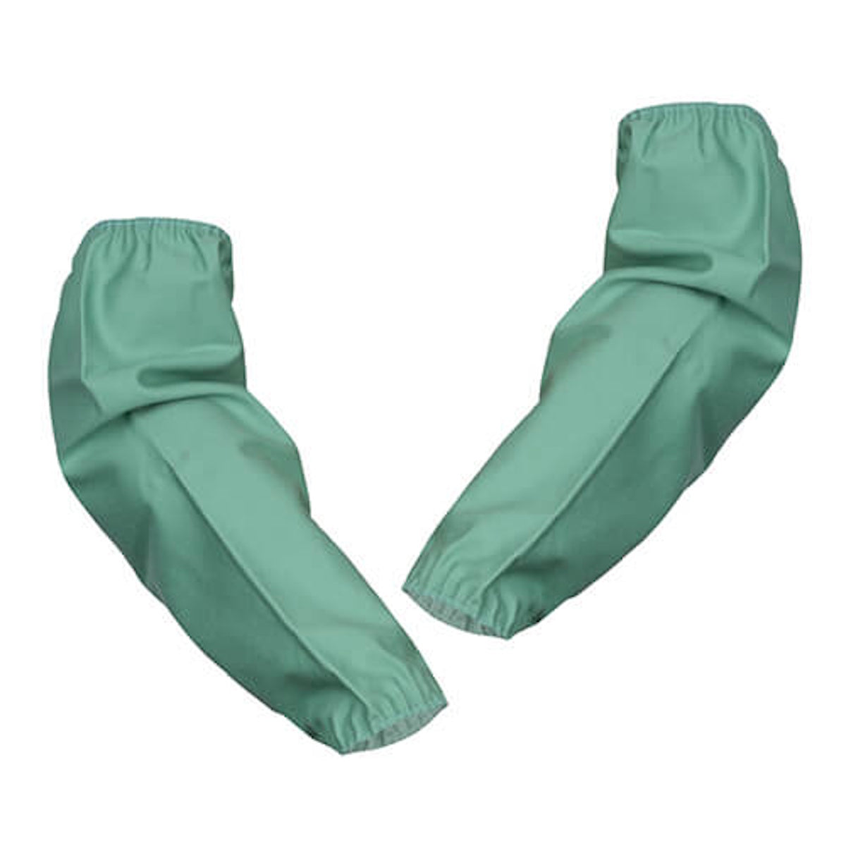 Tillman 18 Green Flame Retardant Welding Sleeves 6218 with elastic ends, displayed side by side.