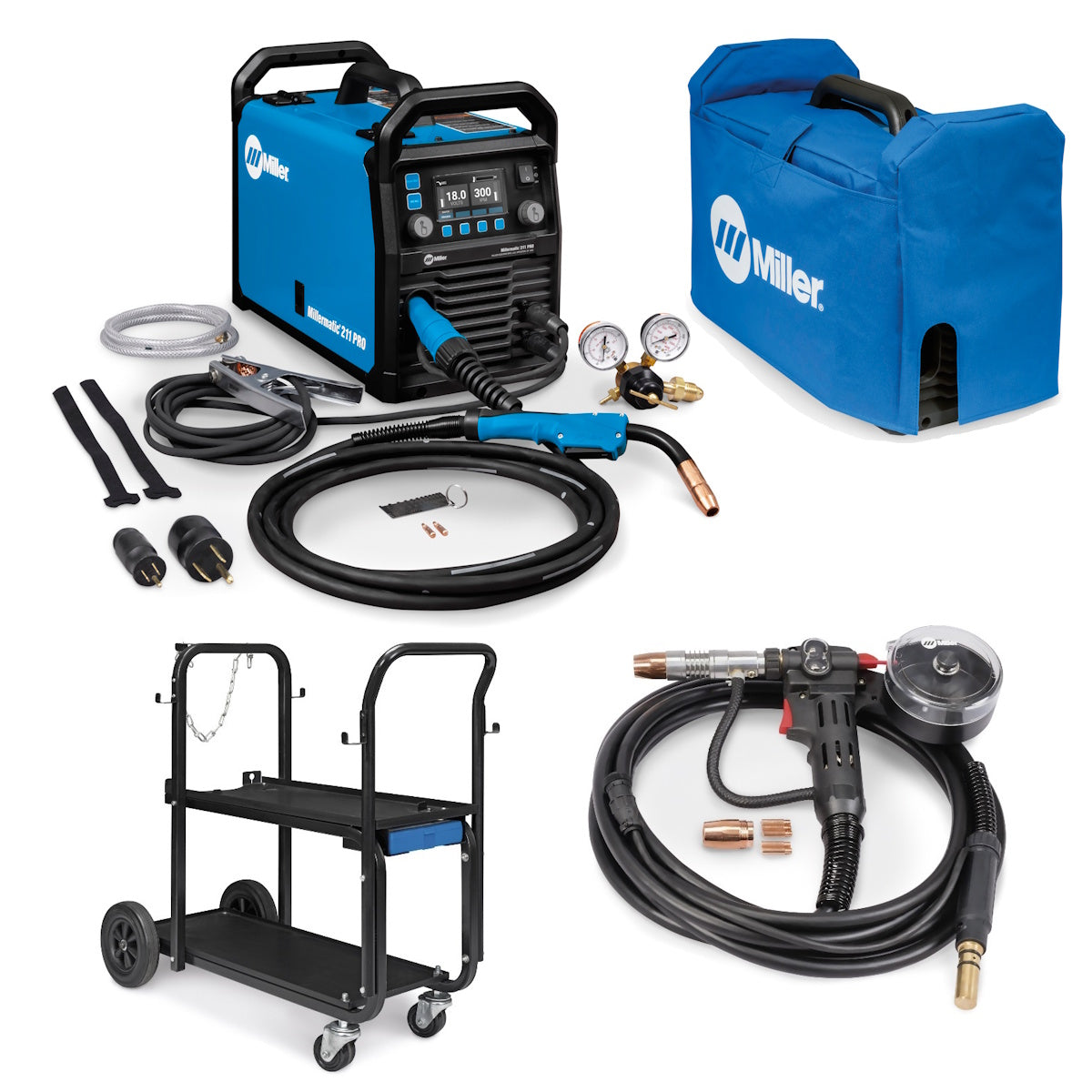Miller Millermatic 211 PRO MIG Welder, Spoolmate 150, and Accessories (907839)