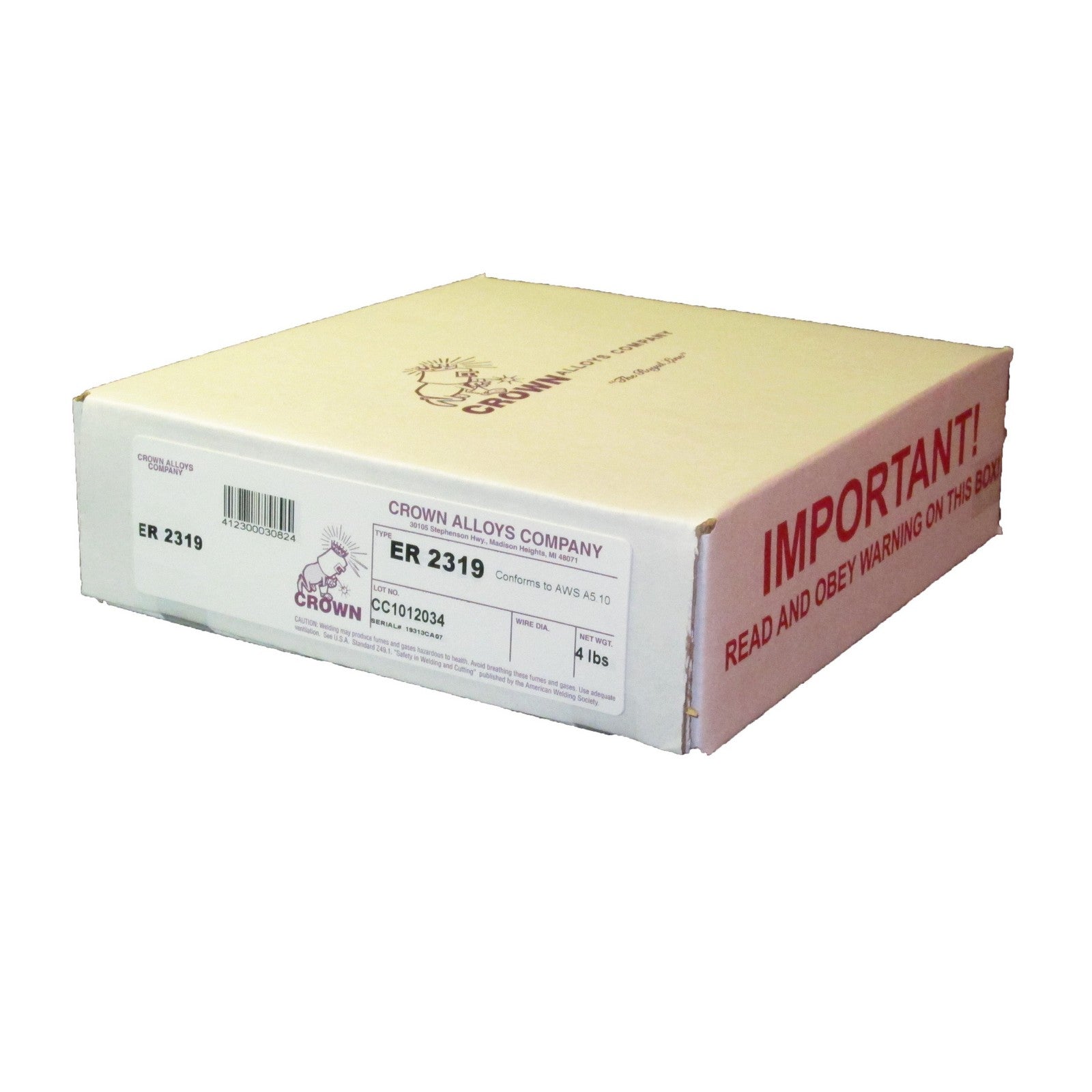 Crown Alloy 3/64 x 8" ER 2319 Aluminum MIG 4 lb SPOOL (AS2319/2K)