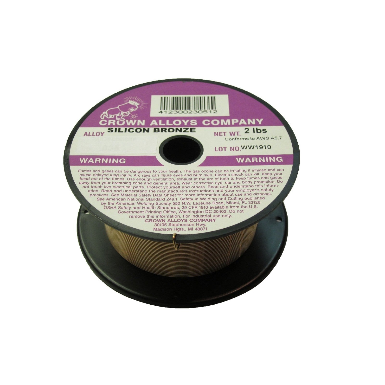 Crown Alloy .045 x 2# SIL-BRONZE Silicon Bronze (ER CuSi-A) MIG 2 lb SPOOL (CSSIB/1G)