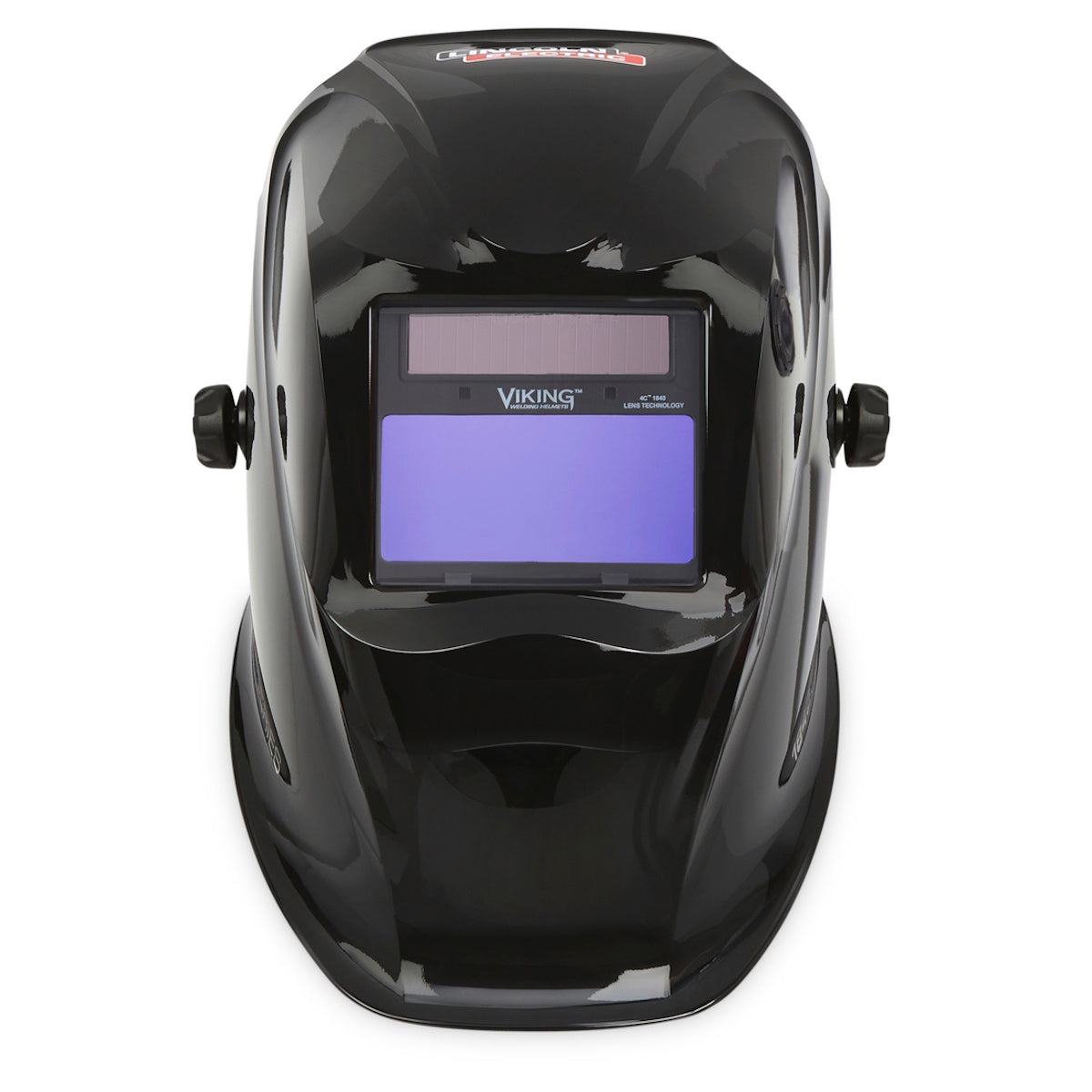 Lincoln Viking 1840 Series Black Auto Darkening Welding Helmet with 4C Lens K3023-4, front view of product.