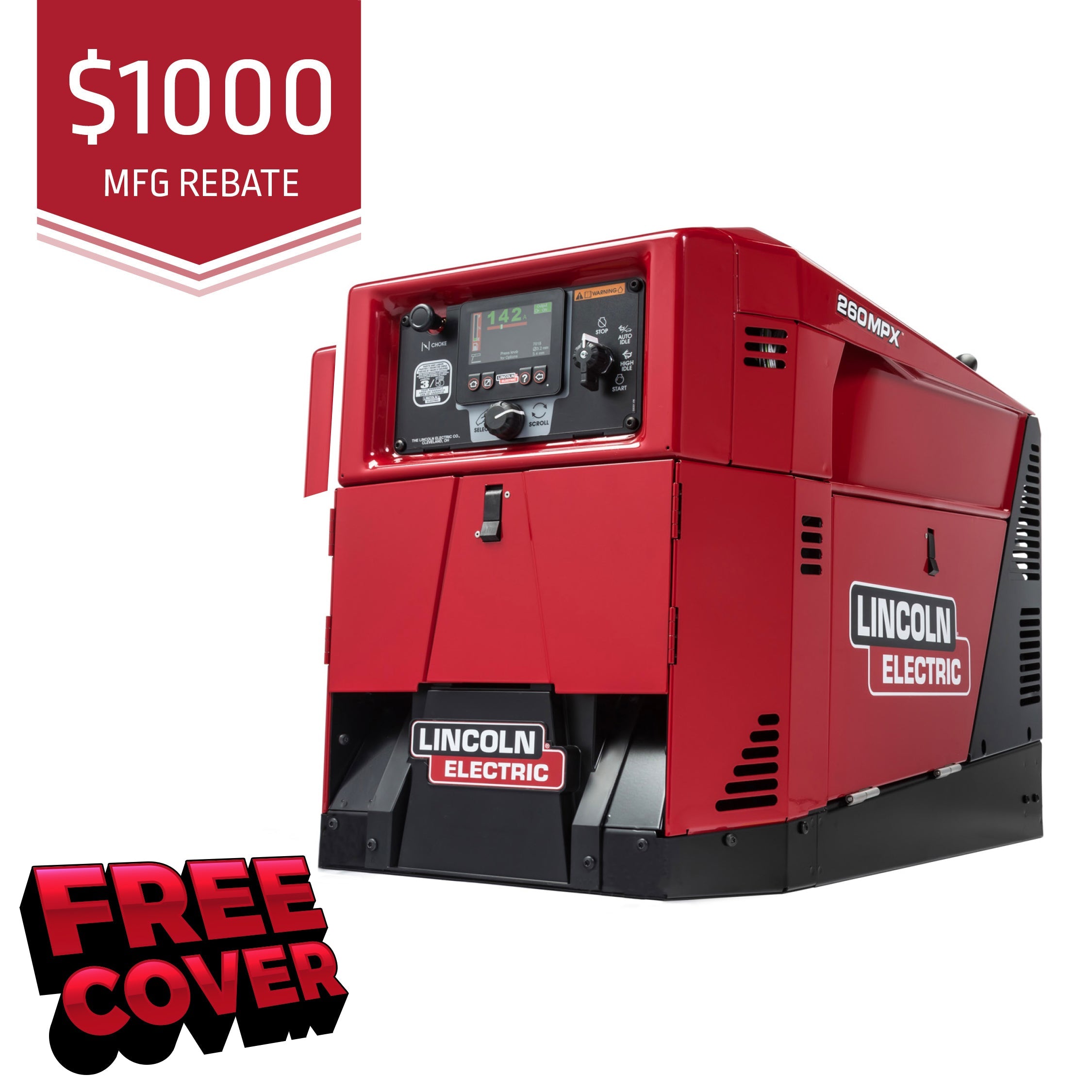 Lincoln Ranger 260 MPX Engine Driven Welder K3458-1 promotion: 1000 rebate FREE Lincoln cover included.