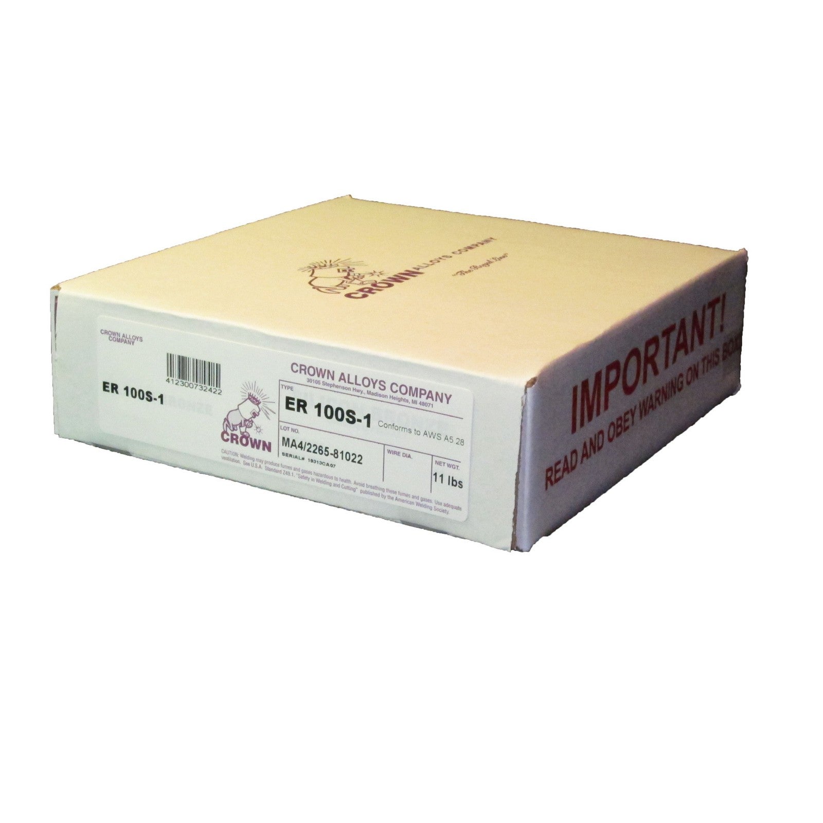 Crown Alloy .045 x 8" ER 100S-1 High-Strength Steel (ER 100S-1) MIG 11 lb SPOOL (MS100/2G)