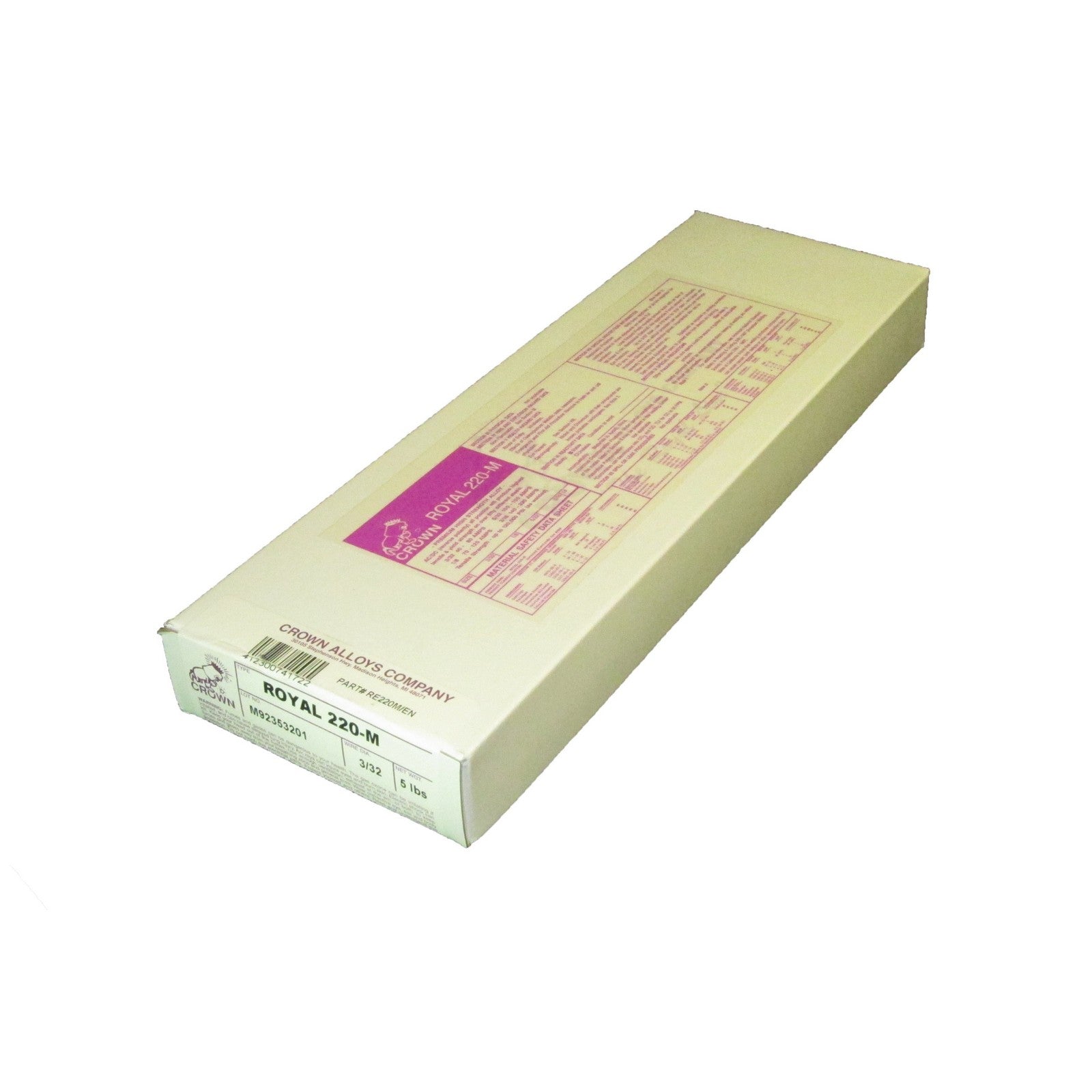 Crown Alloy 3/32 ROYAL 220-M Super Alloy for Welding ALL Steels ELECTRODE 5 lb BOX (RE220M/EN)