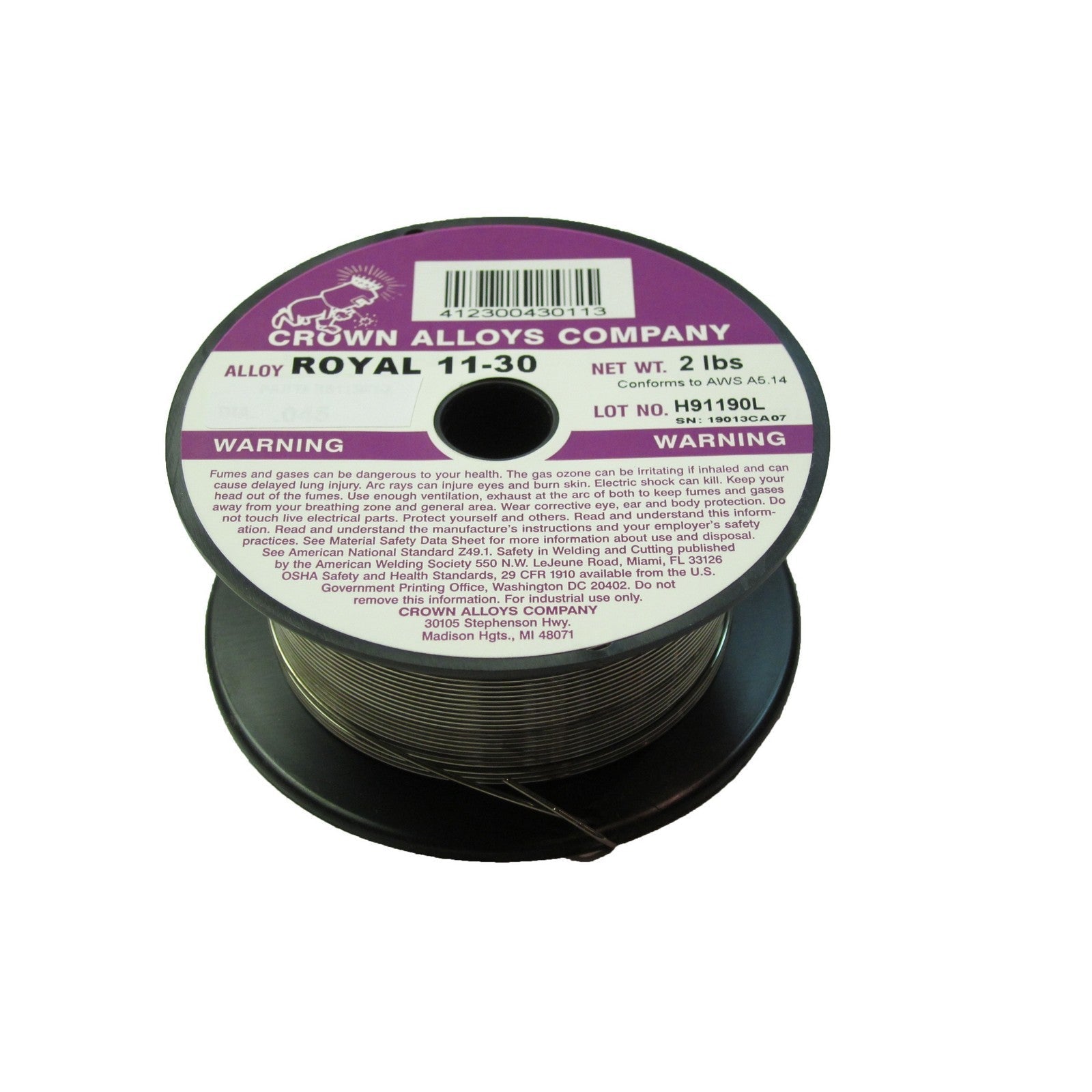 Crown Alloy .035 x 2# ROYAL 11-30 High-Nickel (ER Ni-1) MIG 2 lb SPOOL (RS1130/1F)