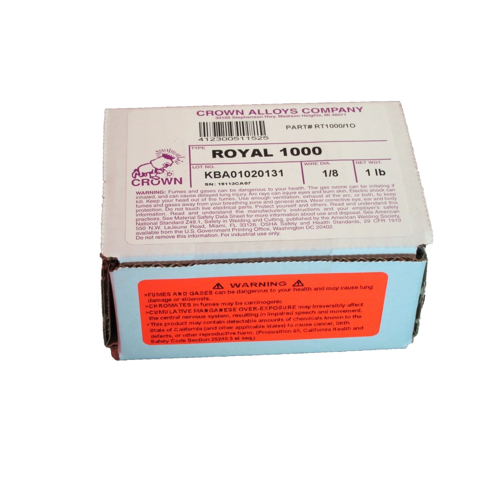 Crown Alloy 1/8 x 1# ROYAL 1000 General Purpose SOLDER 1 lb SPOOL (RT1000/1O)