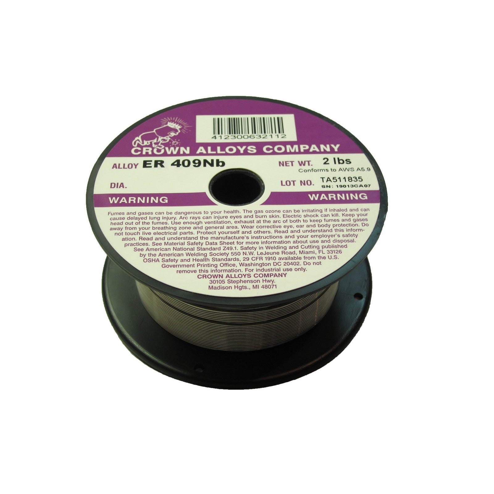 Crown Alloy .035 x 2# ER 409Nb Stainless Steel MIG 2 lb SPOOL (SS409/1F)