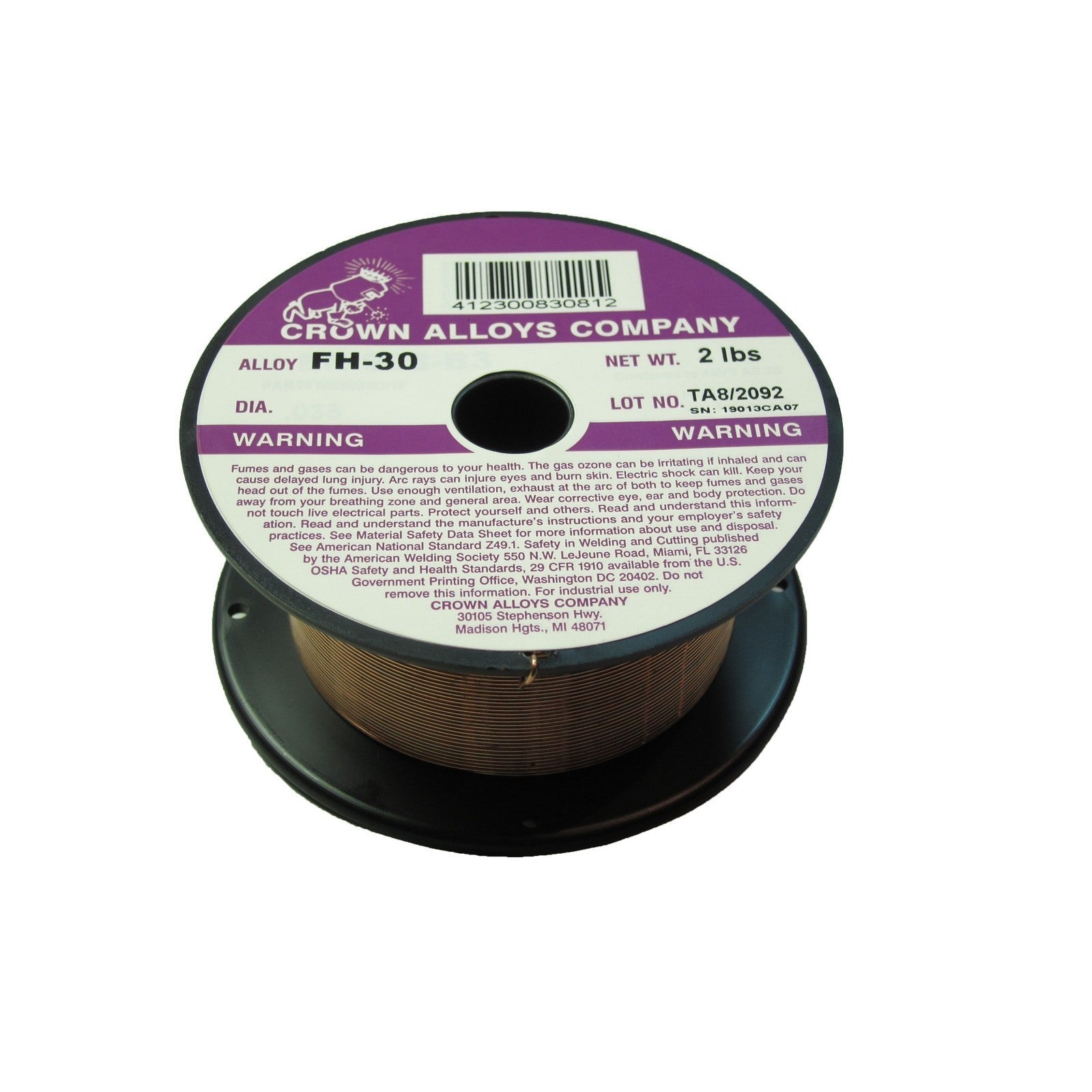 Crown Alloy .035 x 2# FH-30 Flame Hardening (4130) Tool Steel MIG 2 lb SPOOL (TSFH/1F)