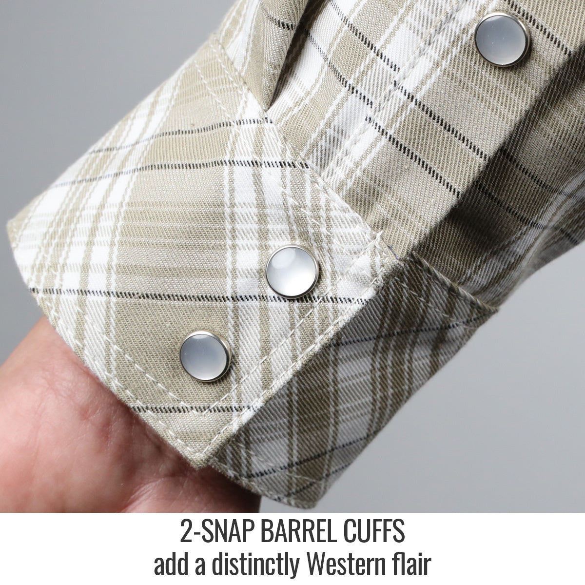 revco black stallion khaki plaid cotton work shirt 2snap barrel cuffs