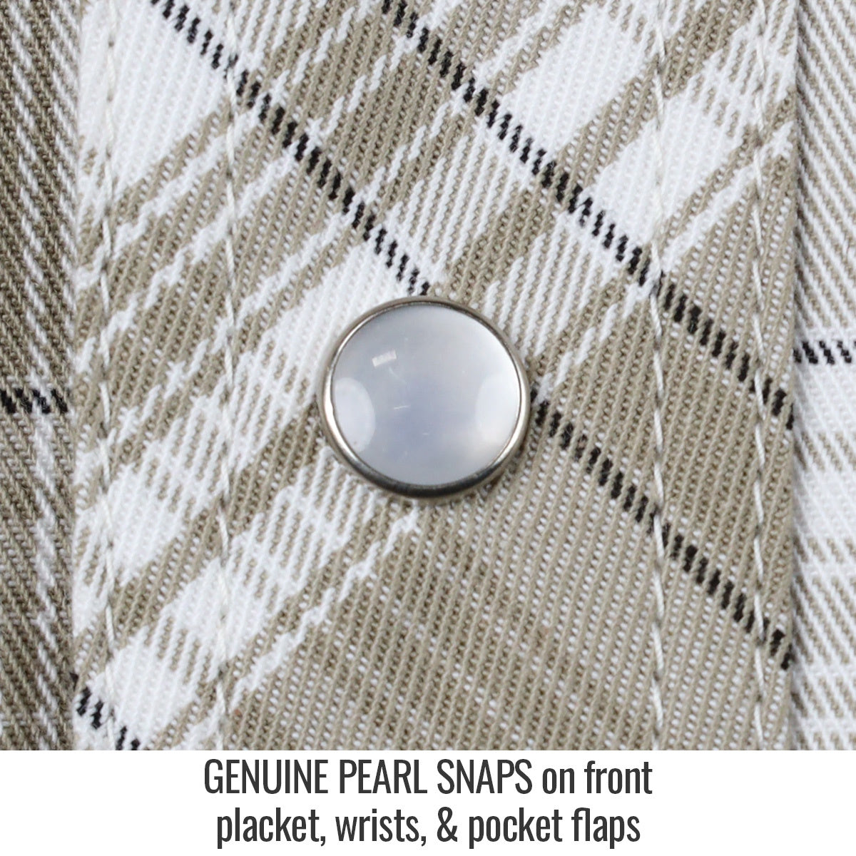 revco black stallion khaki plaid cotton work shirt genuin pearl snaps on front