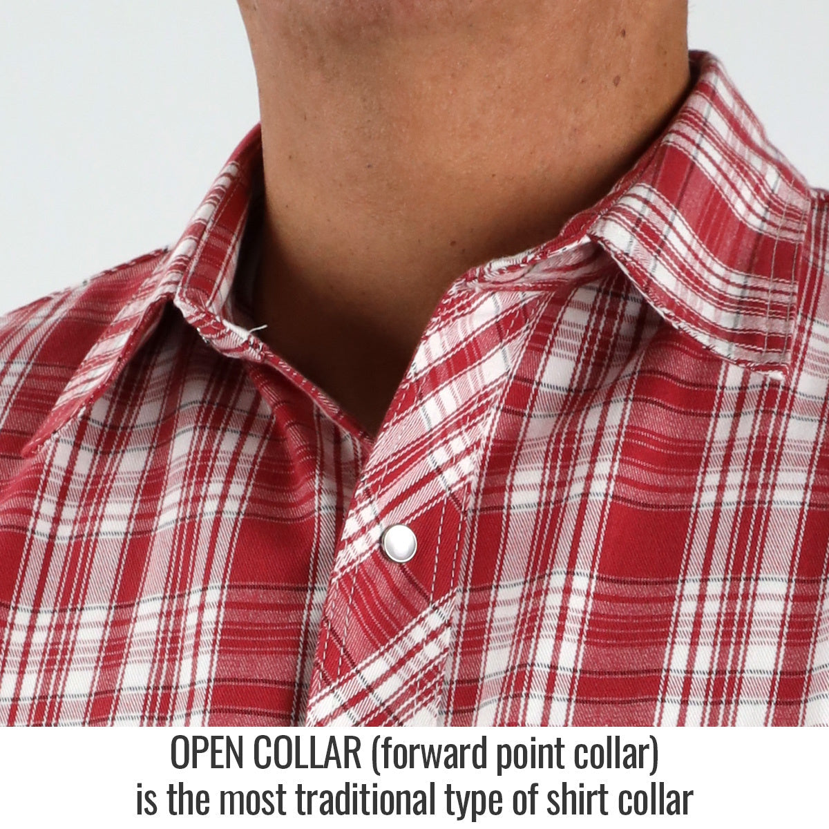 open collar red plaid cotton work shirt