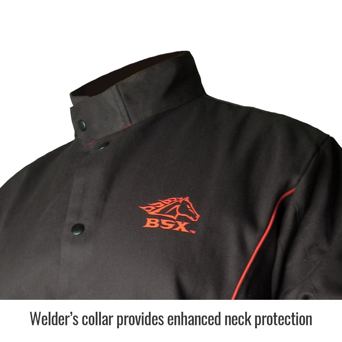 Revco Black Stallion BSX 9oz Black w/Red Flames FR Cotton Welding Jacket (BX9C)
