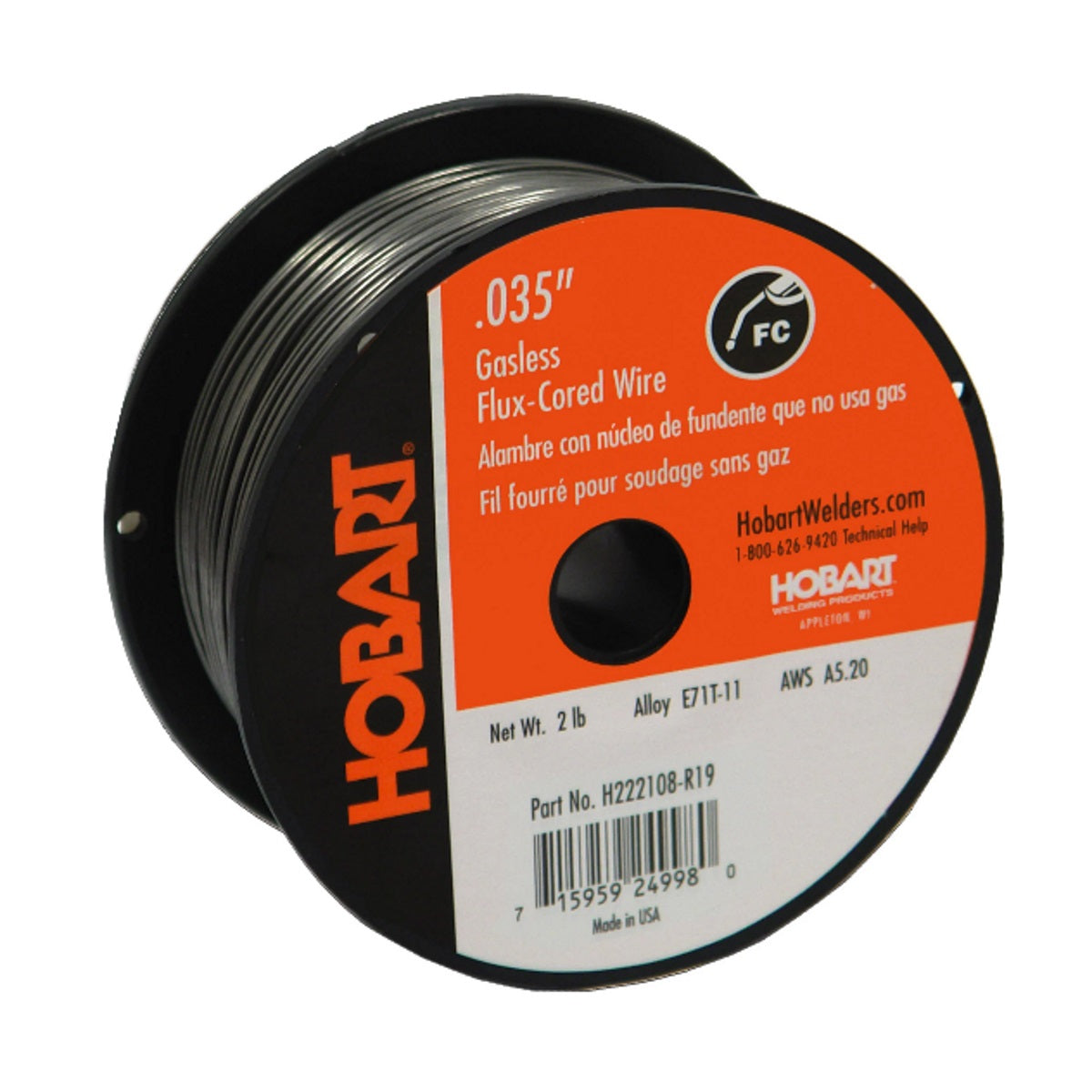 Hobart Fabshield 21B .035 x 2lb Flux Cored Wire (E71TGS035X2)