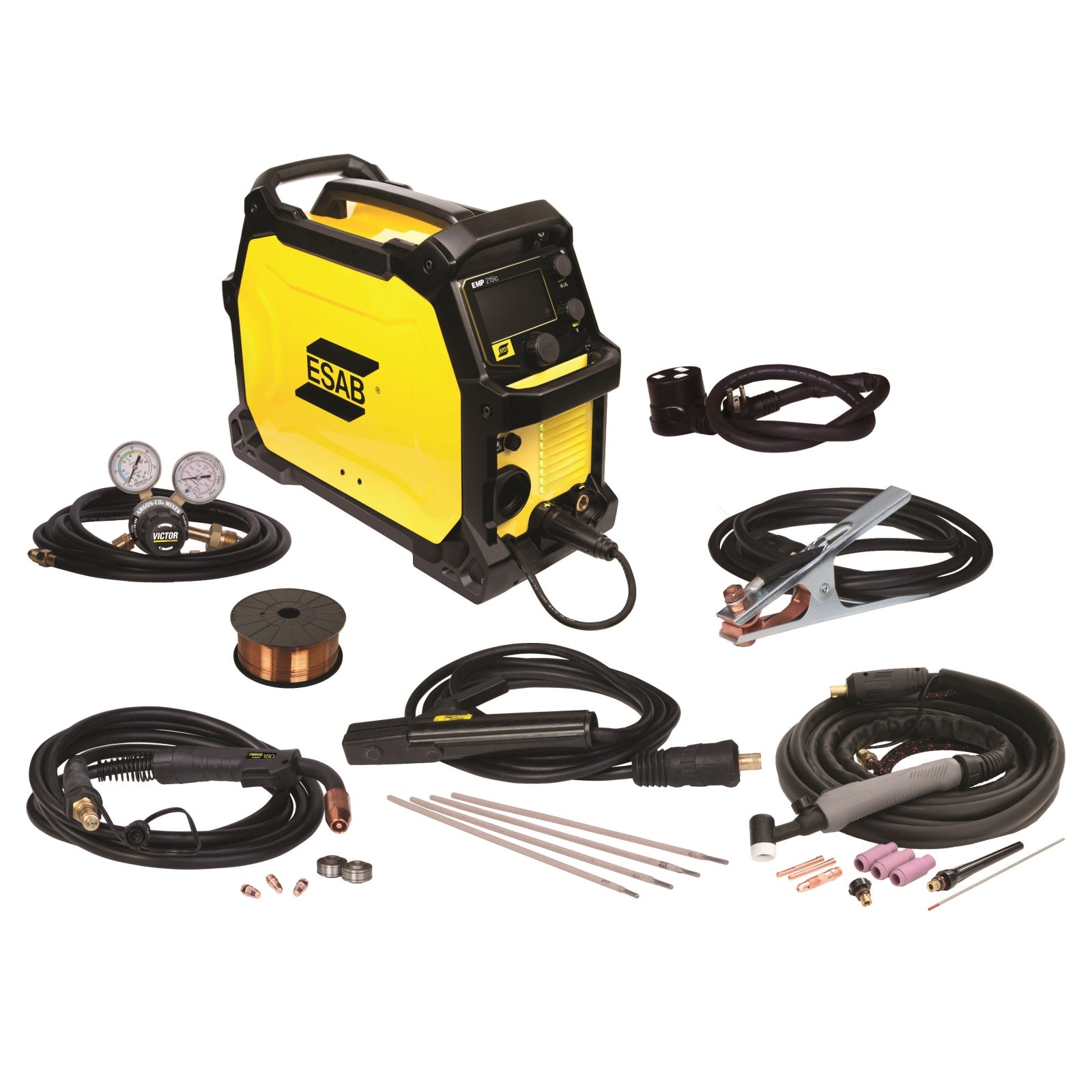 ESAB Rebel EMP 215ic MIG/Stick/TIG Welder with Foot Control (0558102240)
