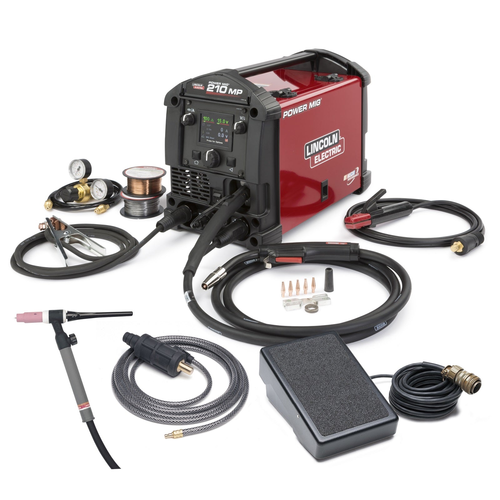 Lincoln Power MIG 210 MP Welder w/ TIG Kit and HD Cart (K4195-2)