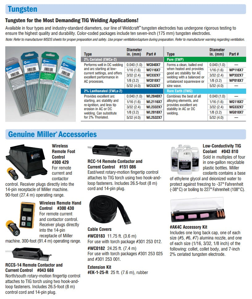 Miller Weldcraft W-375 Water-Cooled Torch Kit (301268)