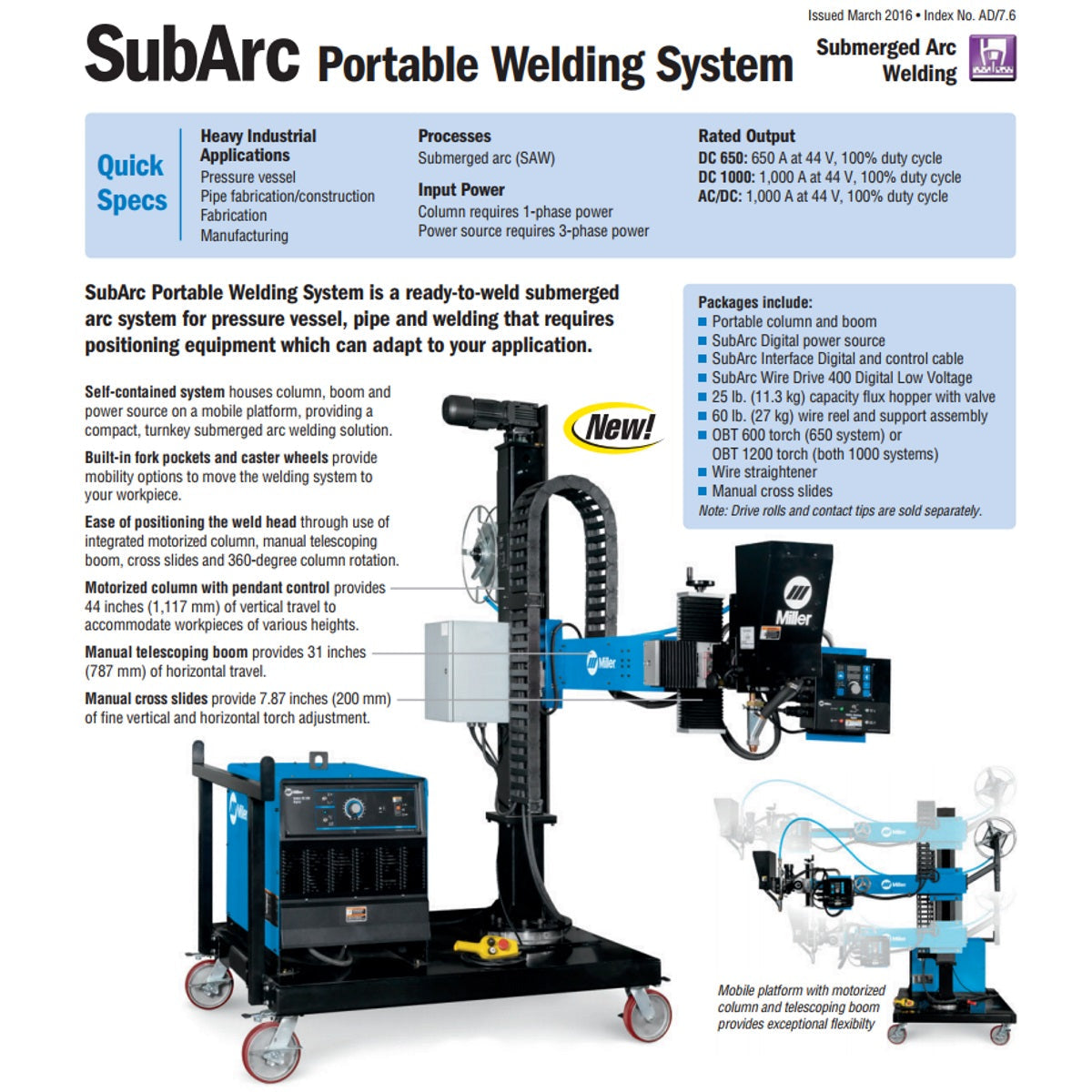 Miller SubArc AC/DC 1000 Portable Welding System (951677)