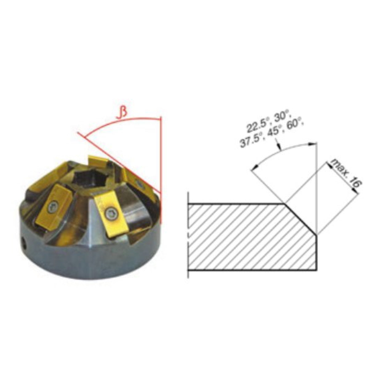 Steelmax BM16 Beveling Milling Head 22.5 Deg - 60 Deg (SM-GLW-0000XX)