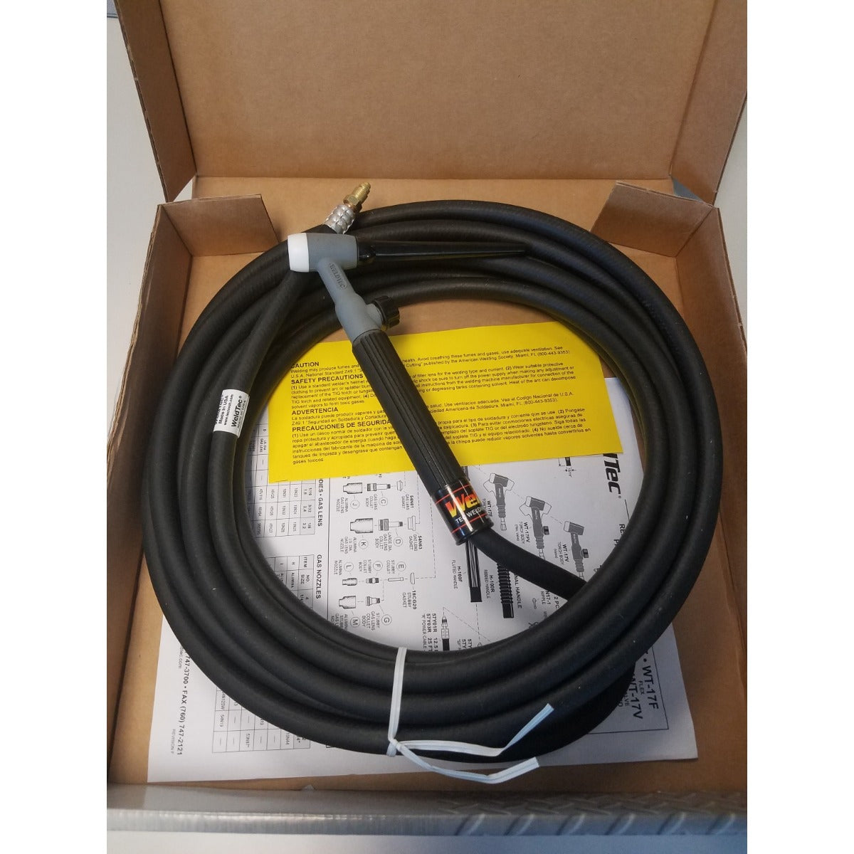 Weldtec 25FT 150 Amp Air Cooled TIG Torch with Flex and Valve (WT-17FV