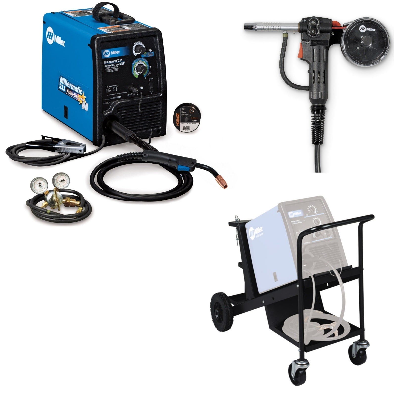Miller Millermatic 211 with Deluxe Cart and Spoolgun (907422)