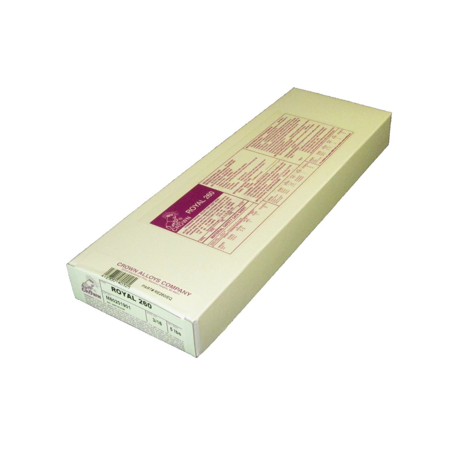 Crown Alloy 3/16 ROYAL 260 Premium Medium Nickel ELECTRODE 5 lb BOX (RE260/EQ)