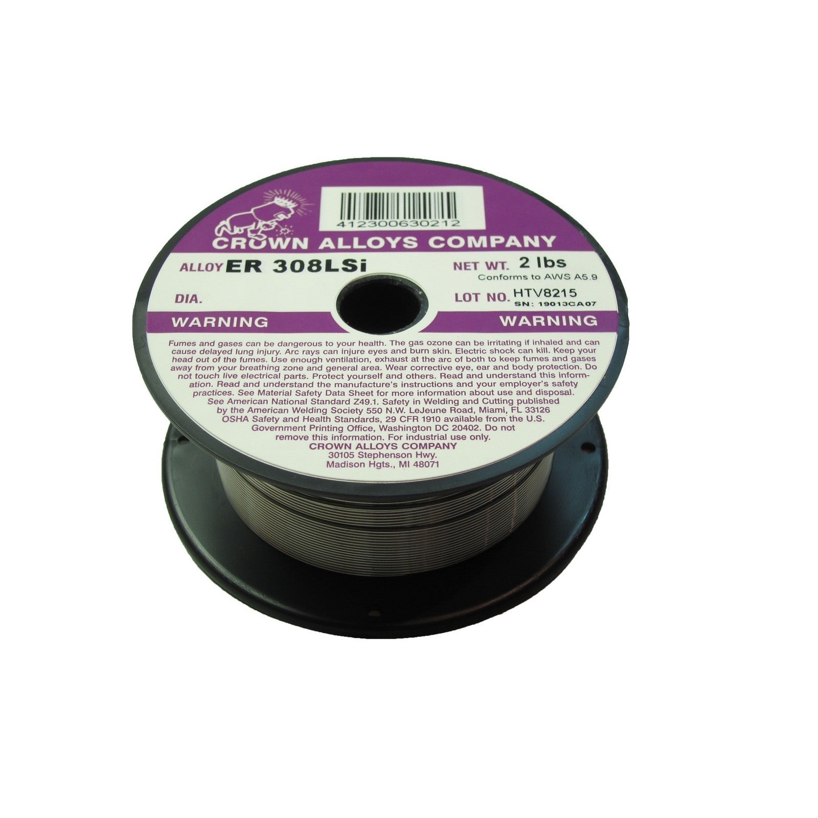 Crown Alloy .035 x 2# ER 308LSI Stainless Steel MIG 2 lb SPOOL (SS308/1ZF)