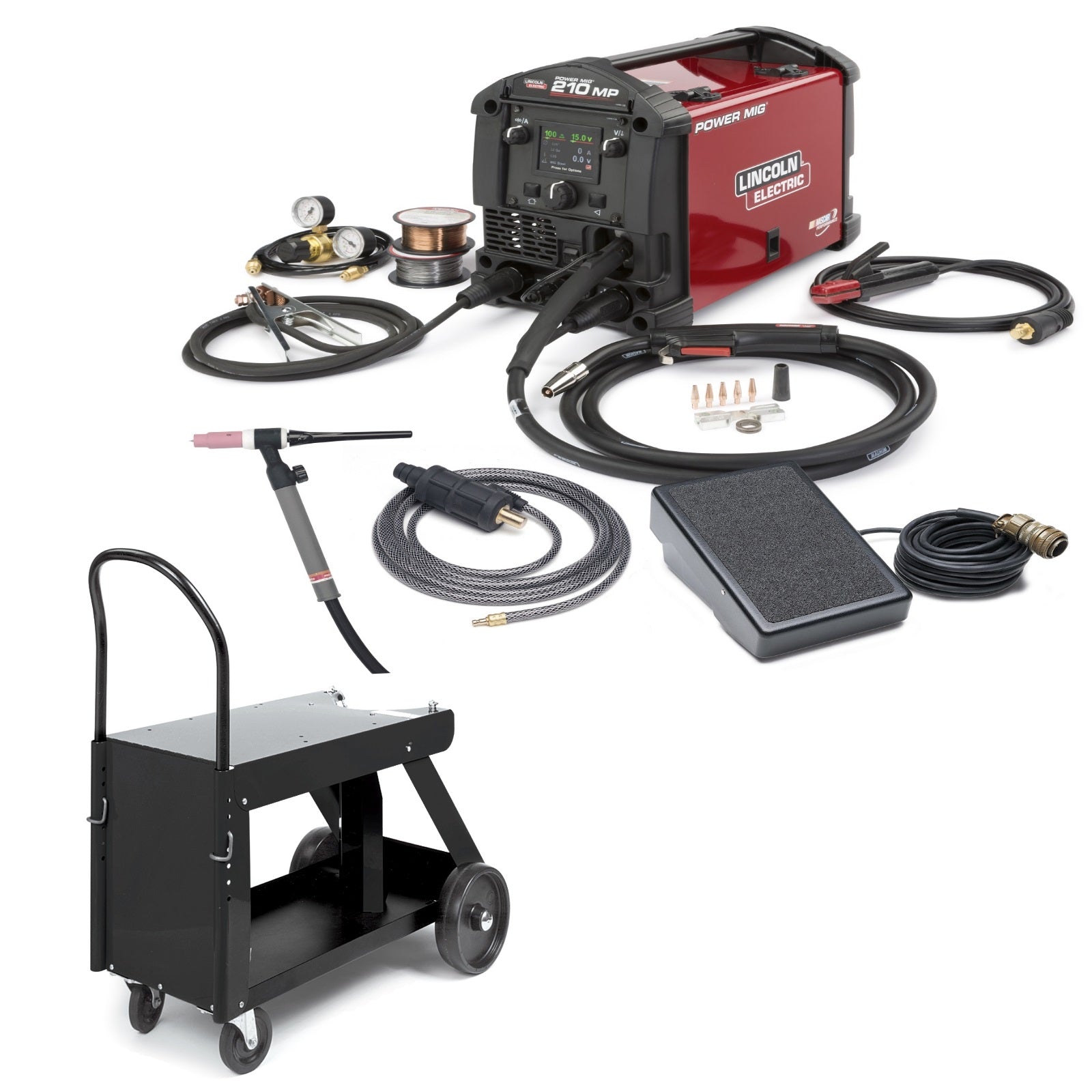 Lincoln Power MIG 210 MP Welder w/ TIG Kit and HD Cart (K4195-2)