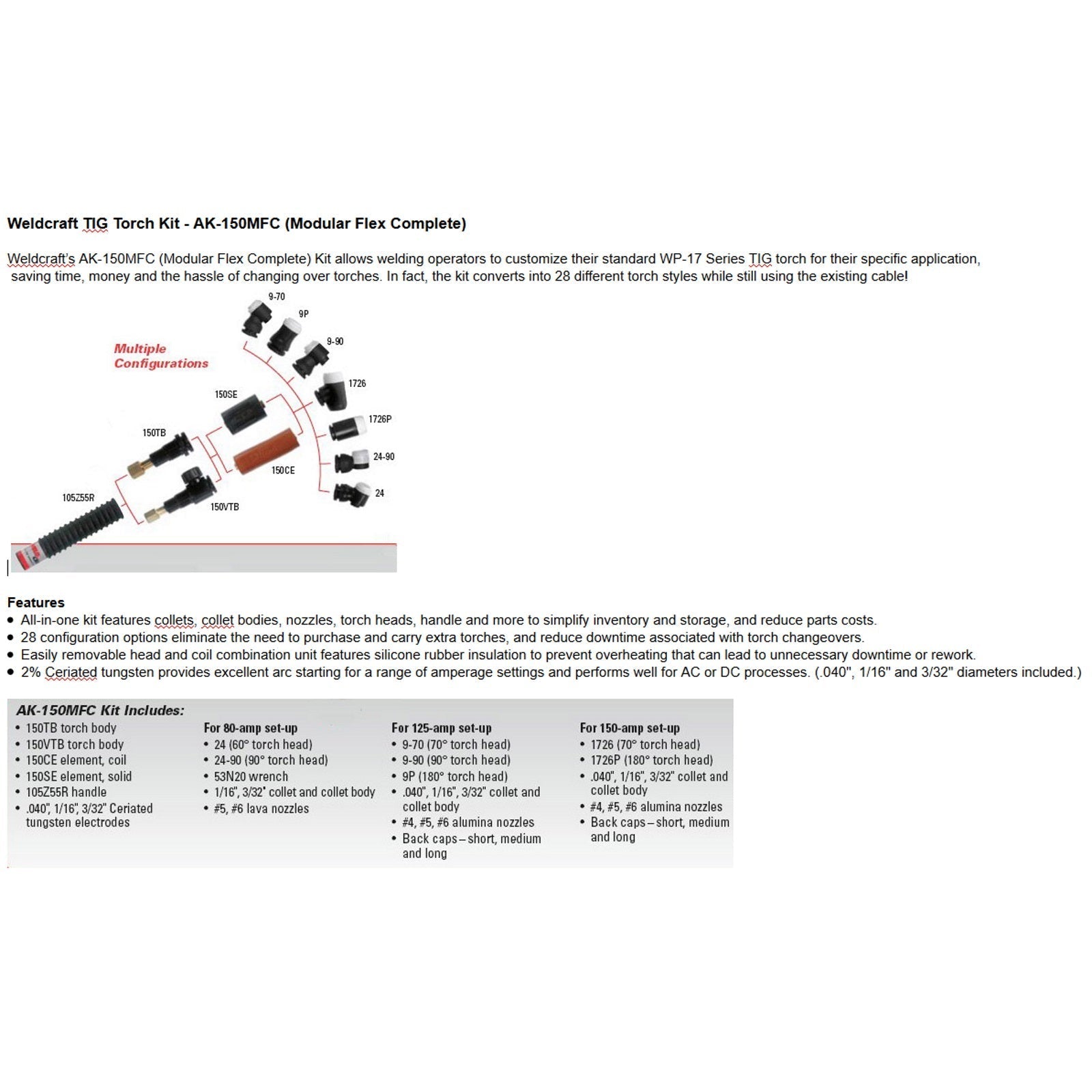 weldcraft a-150 tig torch kit