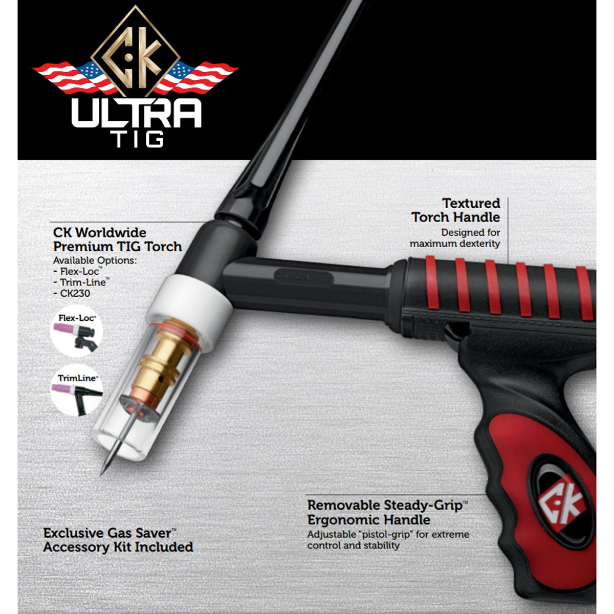 CK Worldwide 17 Series UltraTIG Flexloc Superflex TIG Torch (USFL15XXSF)